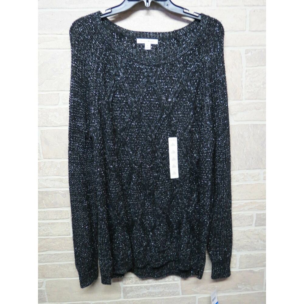 NEW Studio Works XL Sweater Black w/ Metallic Silver NWT